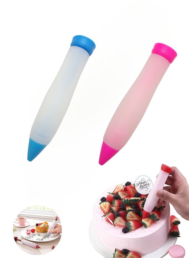 2PCS Cake Decorating Pens, Buttercream Frosting Gourmet Chocolate Silicone Decorating Pens Silicone Cupcake Salad Kits Cake Frosting Tools - Image 1